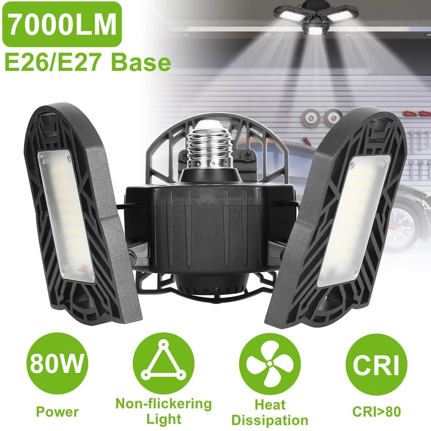 iMounTEK E26 /E27 80W 7000LM 6500K LED Garage Ceiling Light
