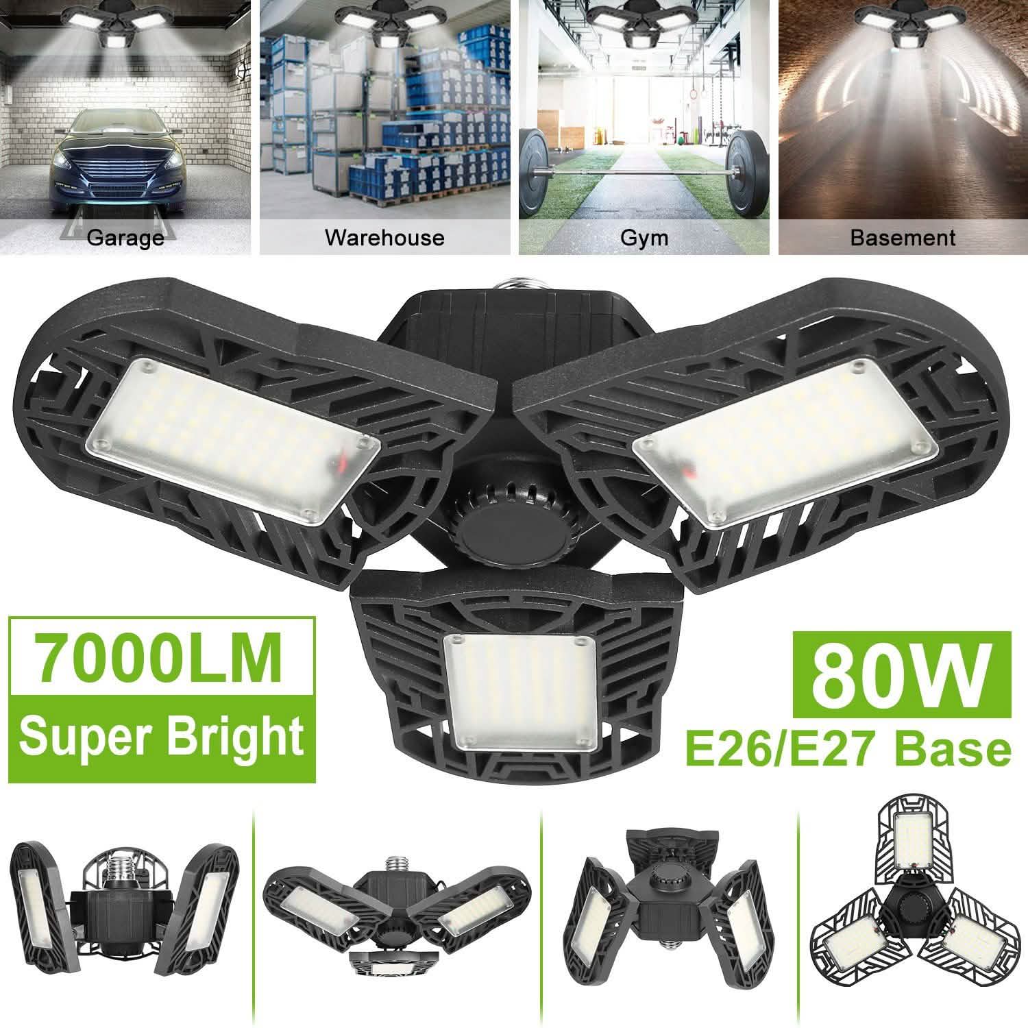 iMounTEK E26 /E27 80W 7000LM 6500K LED Garage Ceiling Light