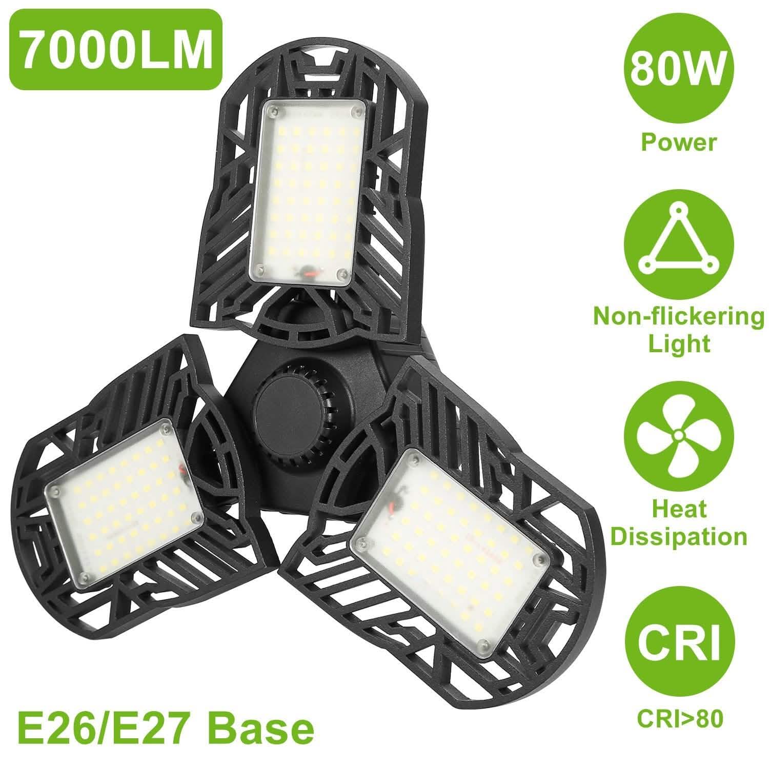 iMounTEK E26 /E27 80W 7000LM 6500K LED Garage Ceiling Light
