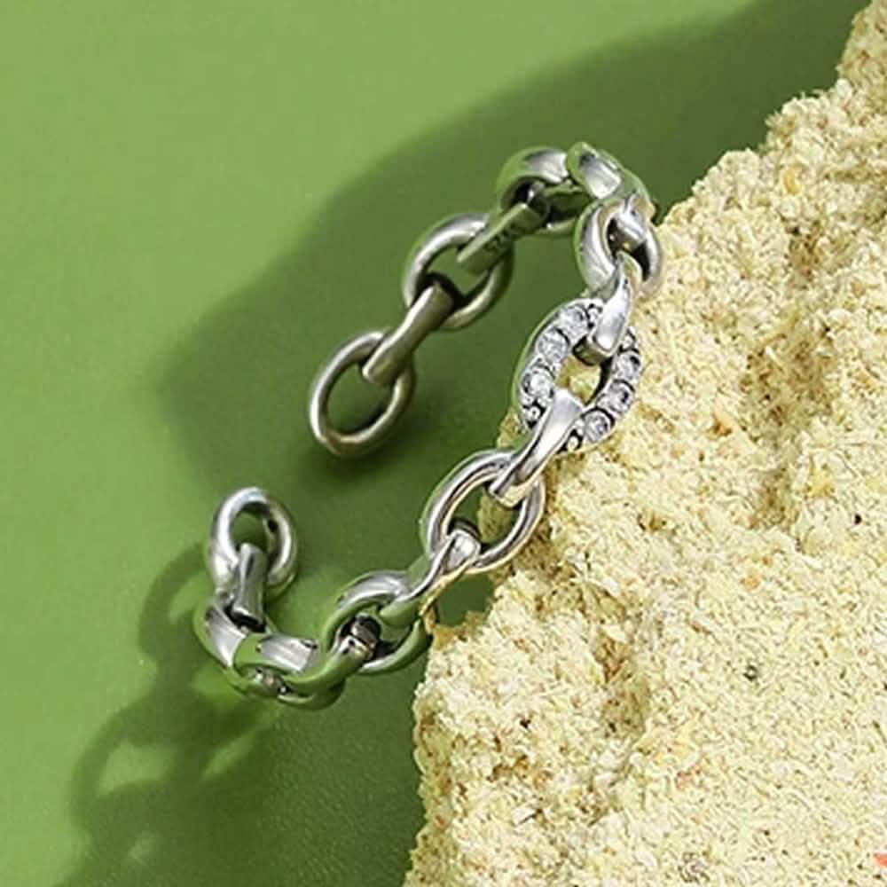 INALIS 925 Sterling Silver Opening Geometric Chain Ring for Women