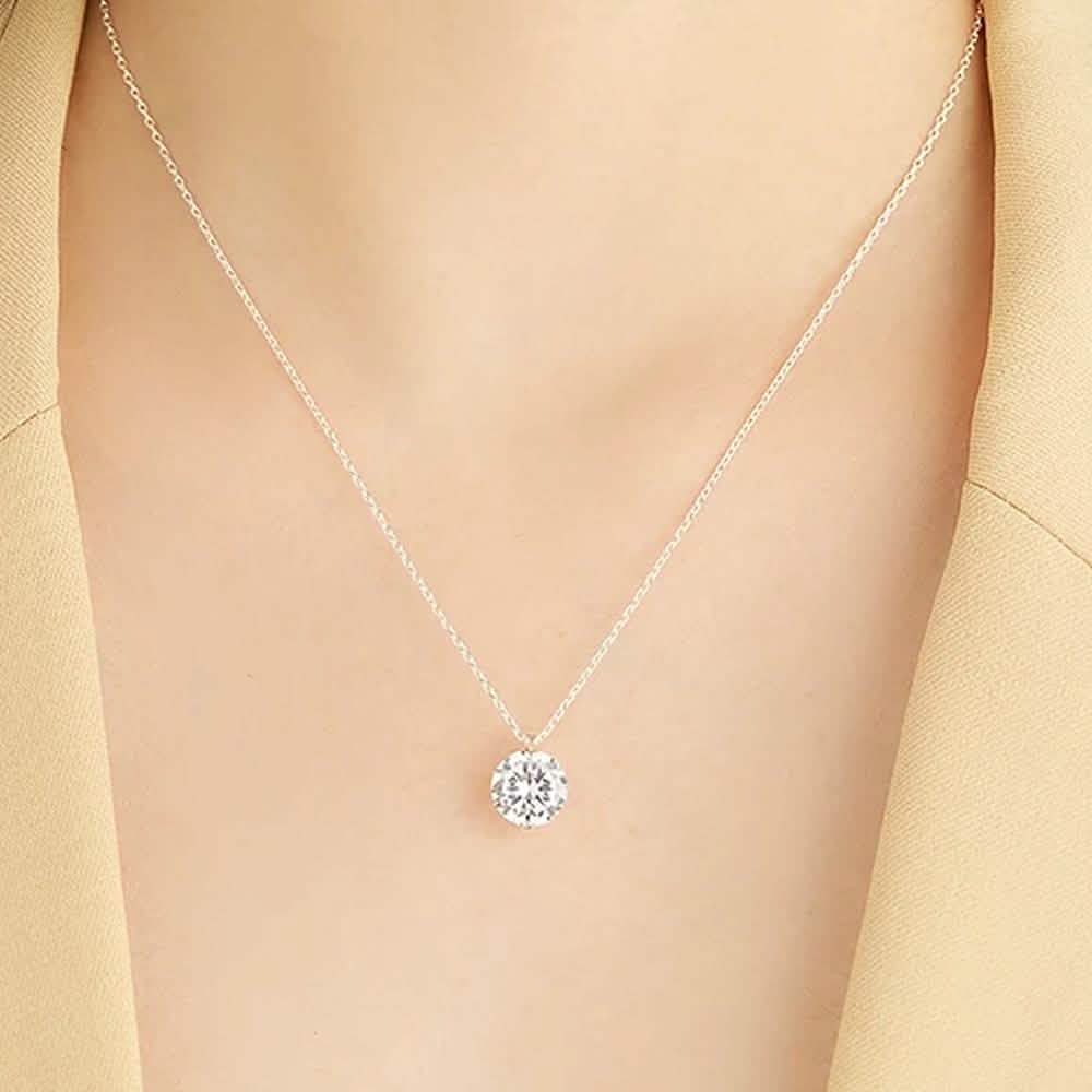 INALIS 925 Sterling Silver Pendant Dazzling 5A Clear Cubic Zirconia Romantic Necklaces