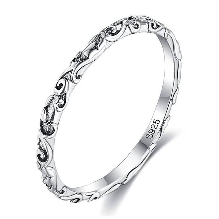 INALIS 925 Sterling Silver Ring for Women and Men Engraved Pattern Anniversary Rings