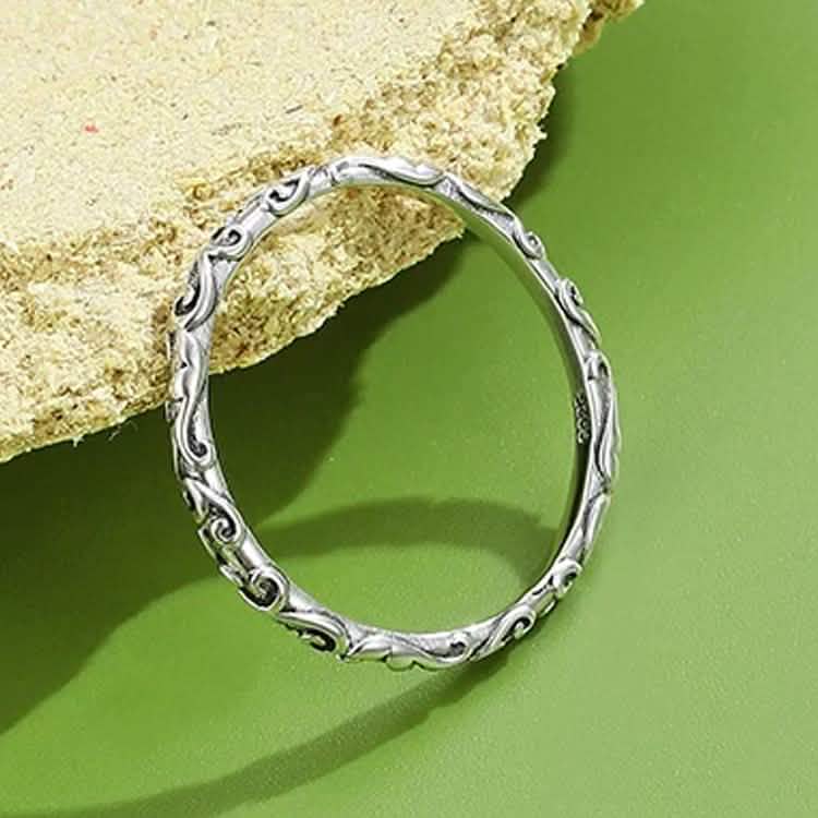 INALIS 925 Sterling Silver Ring for Women and Men Engraved Pattern Anniversary Rings