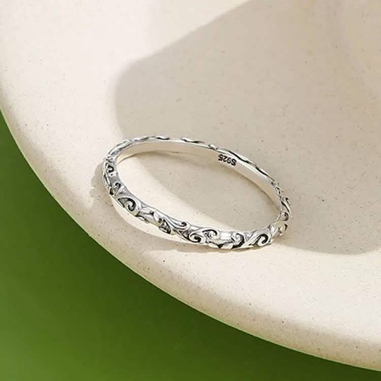 INALIS 925 Sterling Silver Ring for Women and Men Engraved Pattern Anniversary Rings