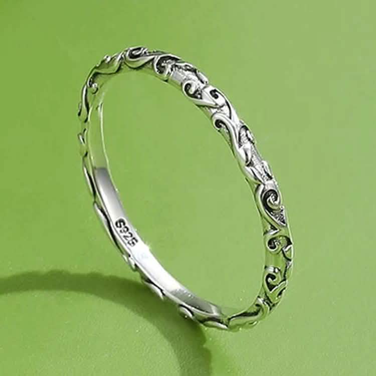 INALIS 925 Sterling Silver Ring for Women and Men Engraved Pattern Anniversary Rings