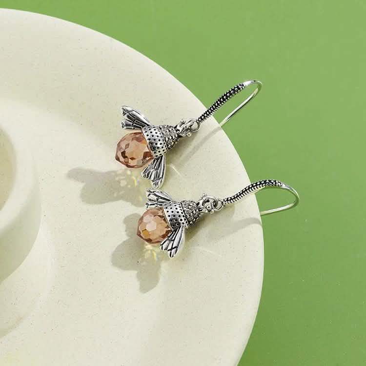 INALIS Bee Shaped 925 Sterling Silver Cubic Zirconia And Austria Crystal Earring