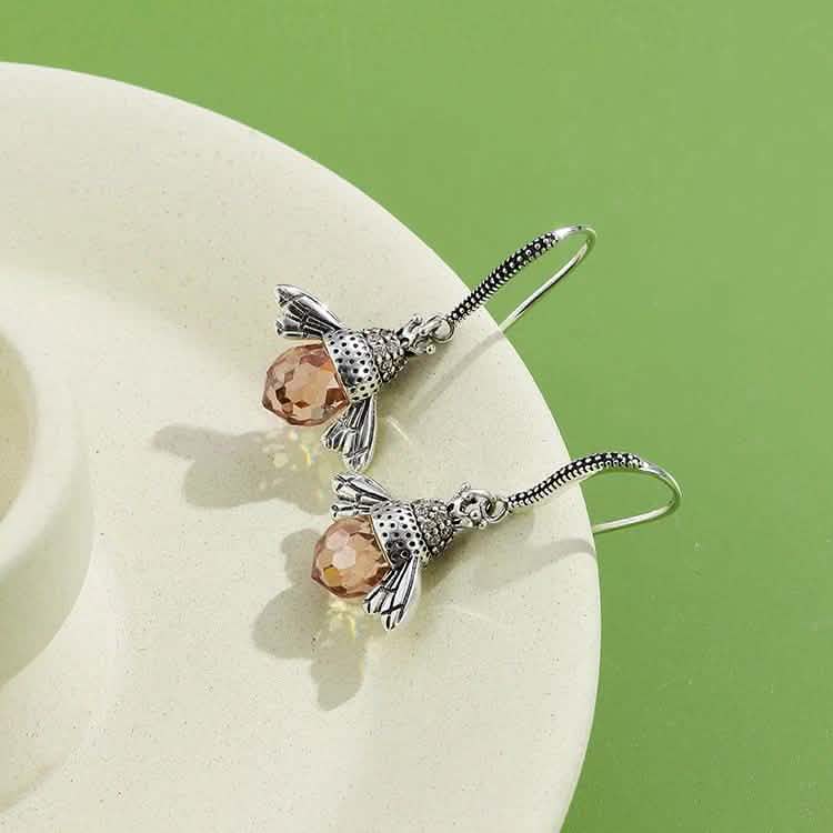 INALIS Bee Shaped 925 Sterling Silver Cubic Zirconia And Austria Crystal Earring