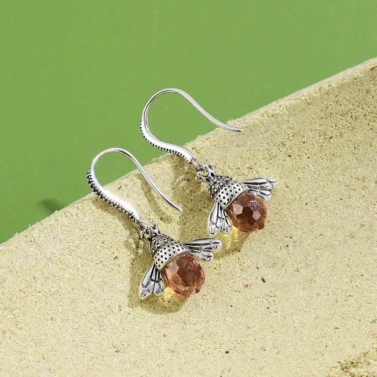 INALIS Bee Shaped 925 Sterling Silver Cubic Zirconia And Austria Crystal Earring