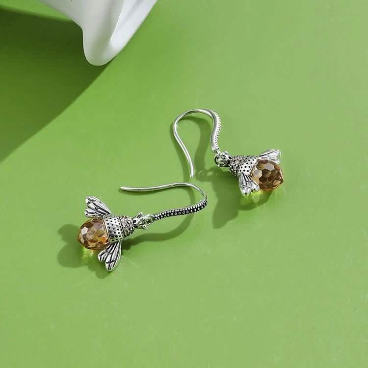 INALIS Bee Shaped 925 Sterling Silver Cubic Zirconia And Austria Crystal Earring