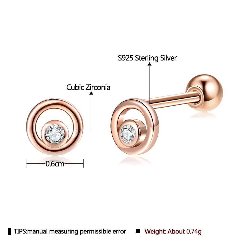 INALIS Fine Silver Stud Earrings Full Clear Cubic Zirconia Star Small Earring