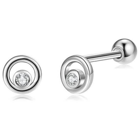 INALIS Fine Silver Stud Earrings Full Clear Cubic Zirconia Star Small Earring