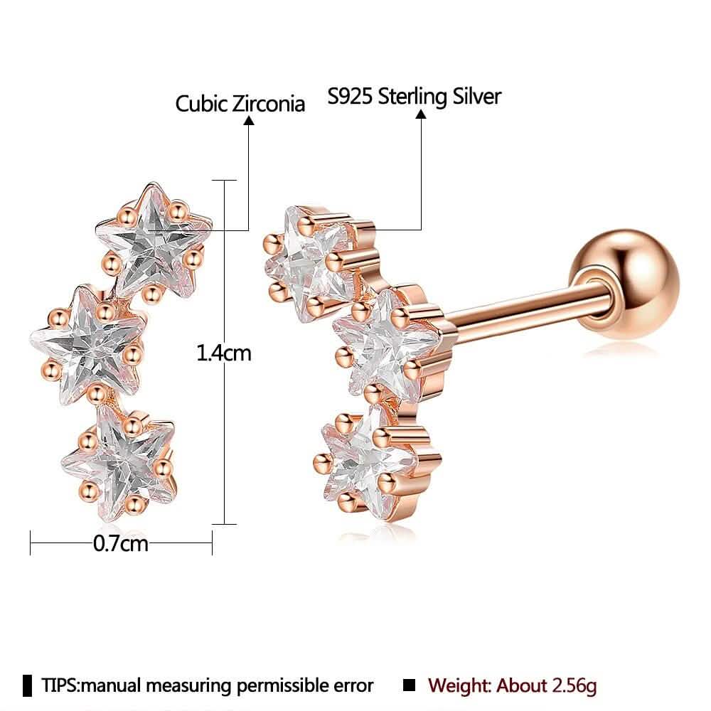 INALIS Romantic Star 925 Sterling Silver Stud Earrings