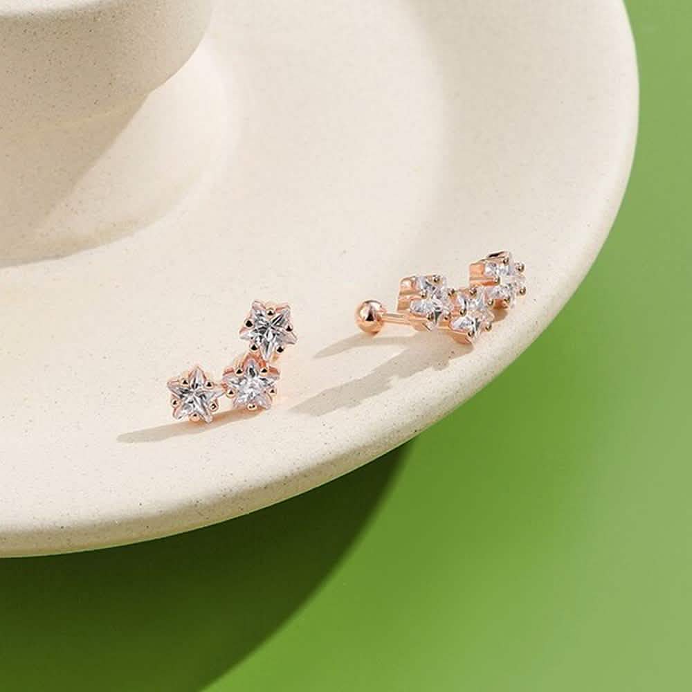 INALIS Romantic Star 925 Sterling Silver Stud Earrings