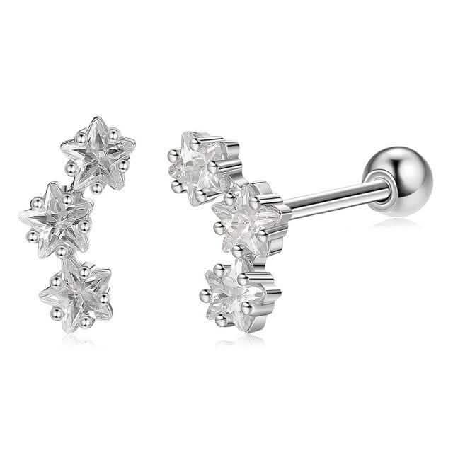 INALIS Romantic Star 925 Sterling Silver Stud Earrings