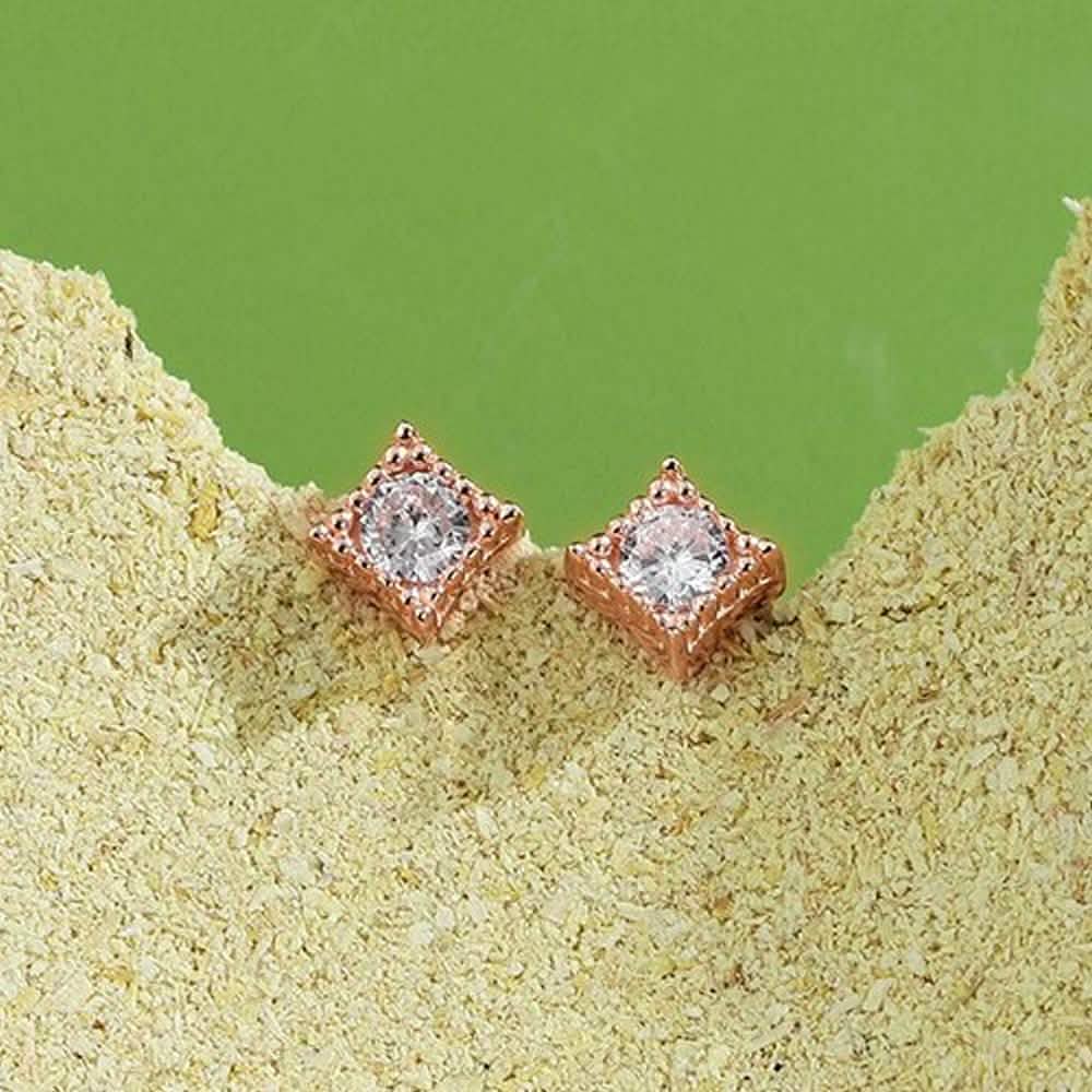 INALIS Square Shape 925 Sterling Silver Small Stud Earrings