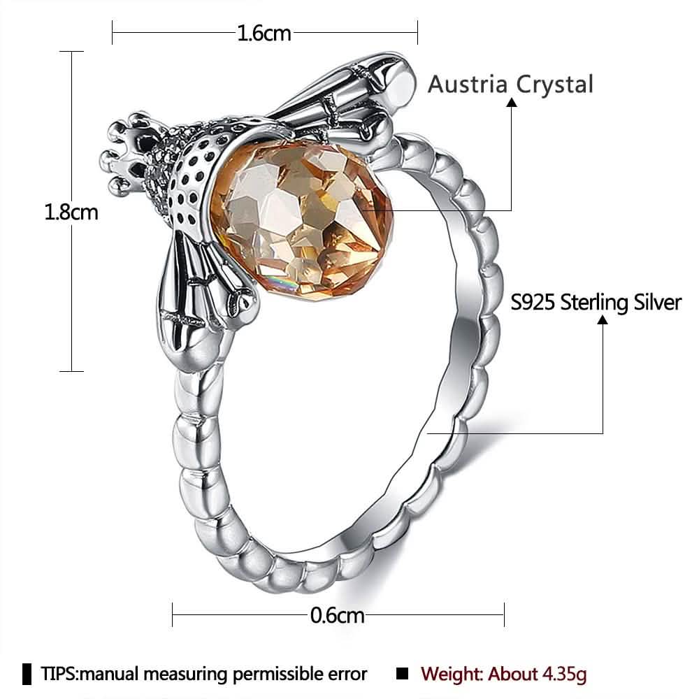 INALIS Sterling Silver Austria Crystal Rings Creative Bee Design
