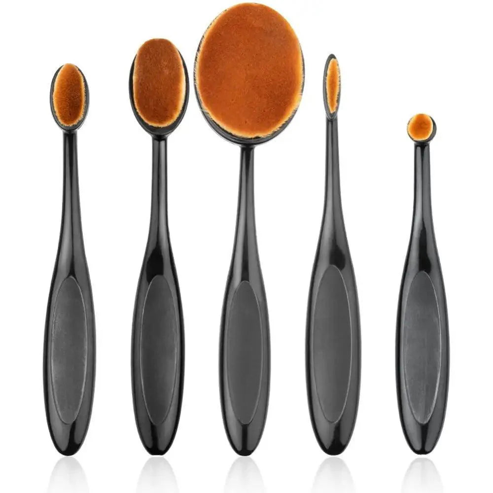 Incredible 5Pcs Oval Makeup Brushes Portable Toothbrush Oval Nylon Hair Cosmetic Makeup Blush Face Foundation Blending Brush Makeup Tool