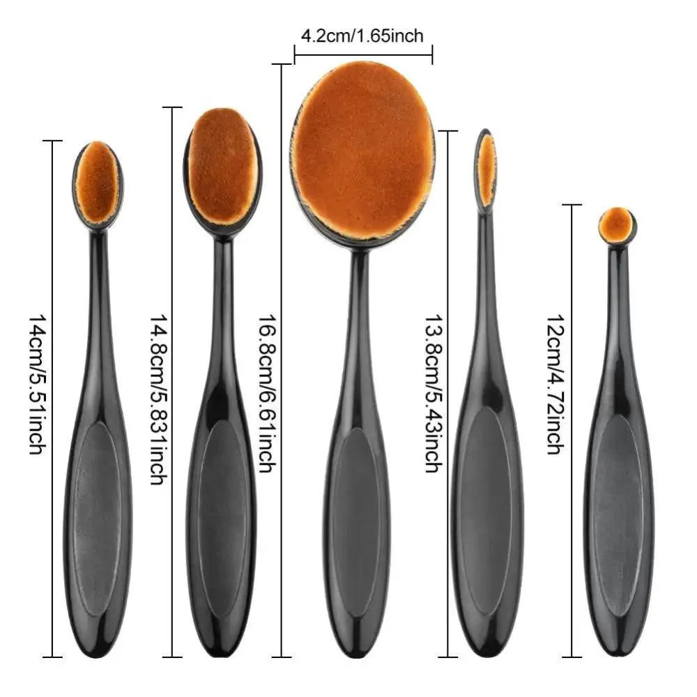 Incredible 5Pcs Oval Makeup Brushes Portable Toothbrush Oval Nylon Hair Cosmetic Makeup Blush Face Foundation Blending Brush Makeup Tool
