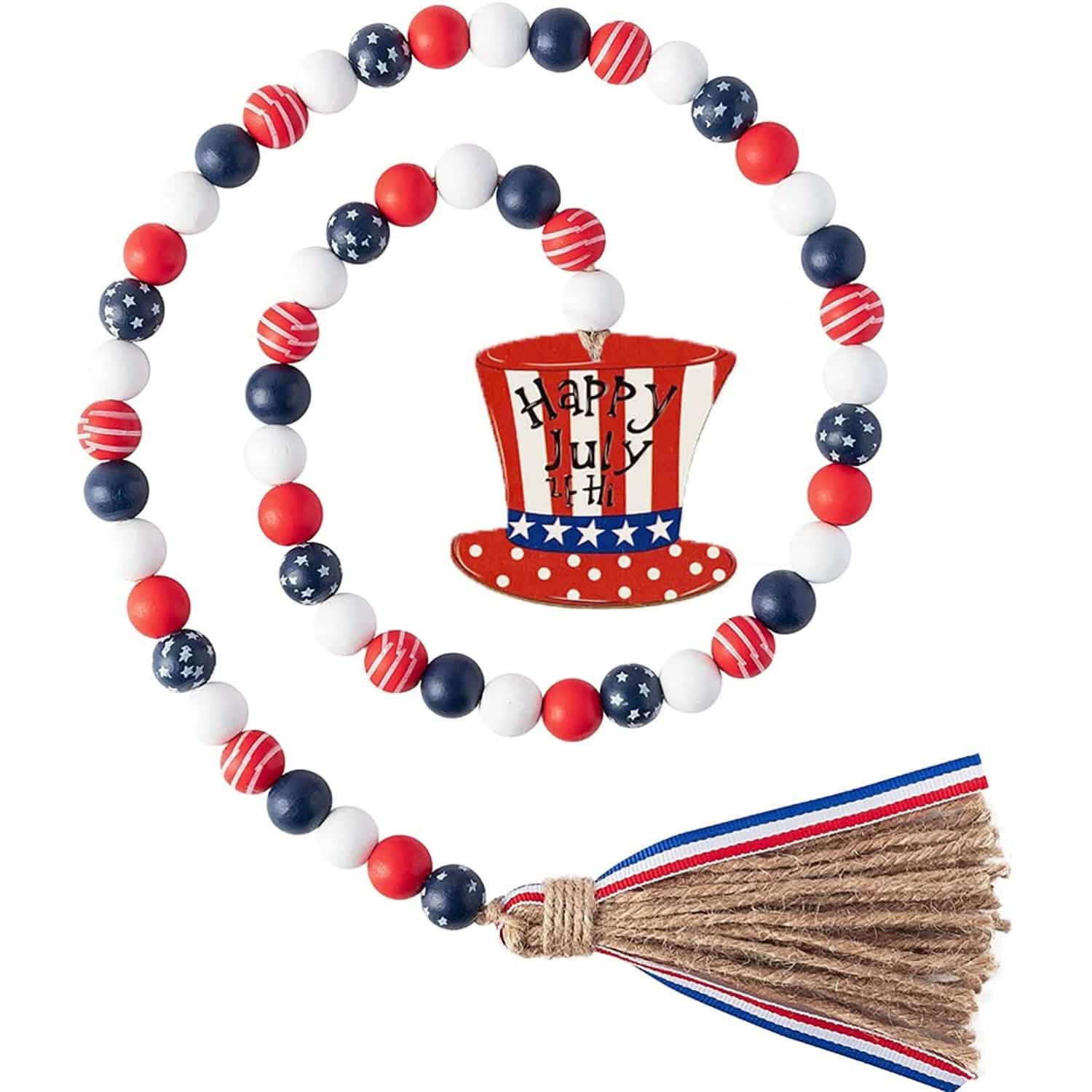 Independence Day Wooden Bead Wreath