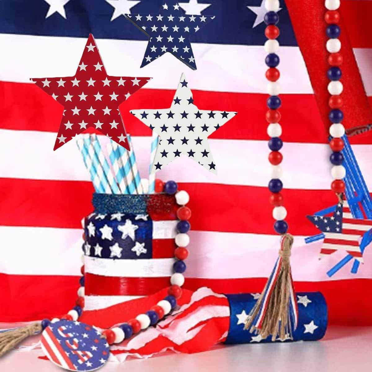 Independence Day Wooden Bead Wreath