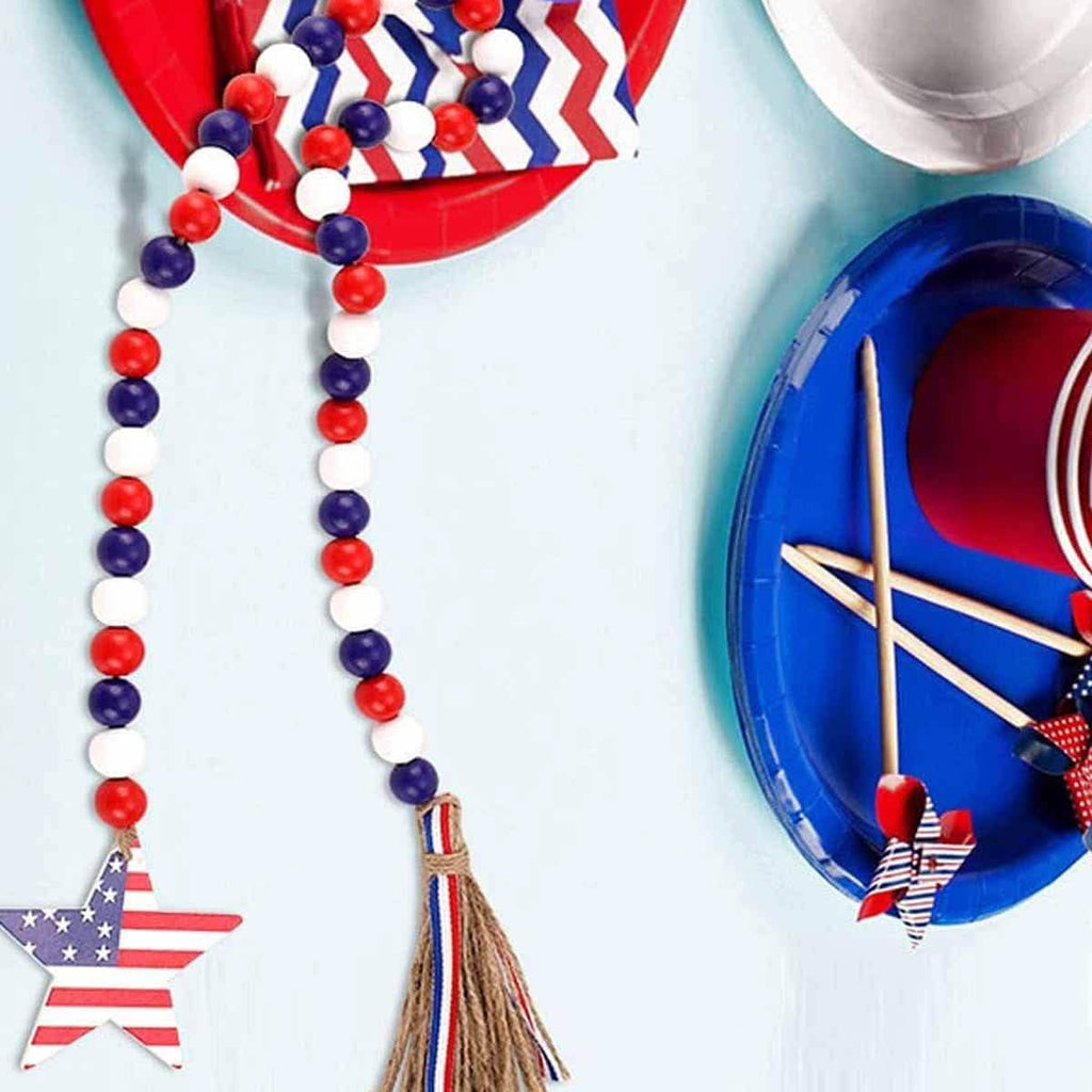 Independence Day Wooden Bead Wreath
