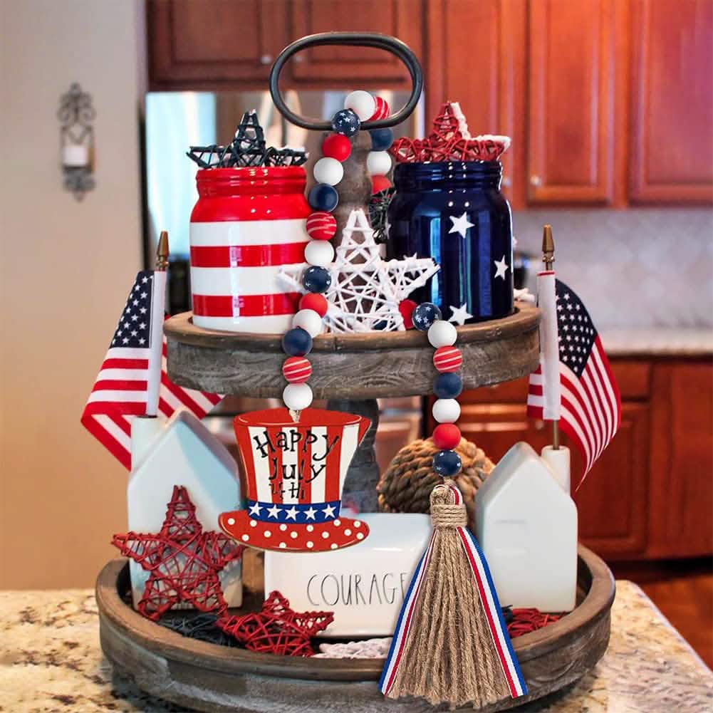 Independence Day Wooden Bead Wreath