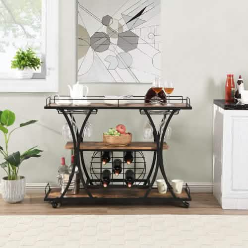 Industrial Bar Cart Kitchen Bar Service Cart