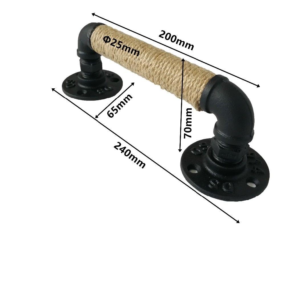 Industrial Style Furniture Handle Barn Sliding Wooden Door Handles Black Antique Vintage European Wrought Iron Rope Handle Drawer Pull Knob Antique Black Knobs Handles Hardware