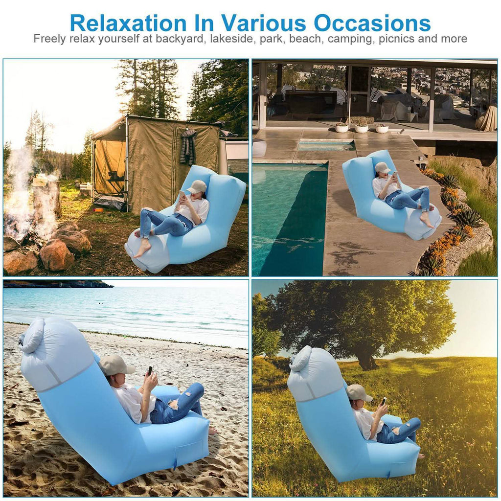 Inflatable Lounger Air Sofa Chair Couch with Portable Organizing Bag