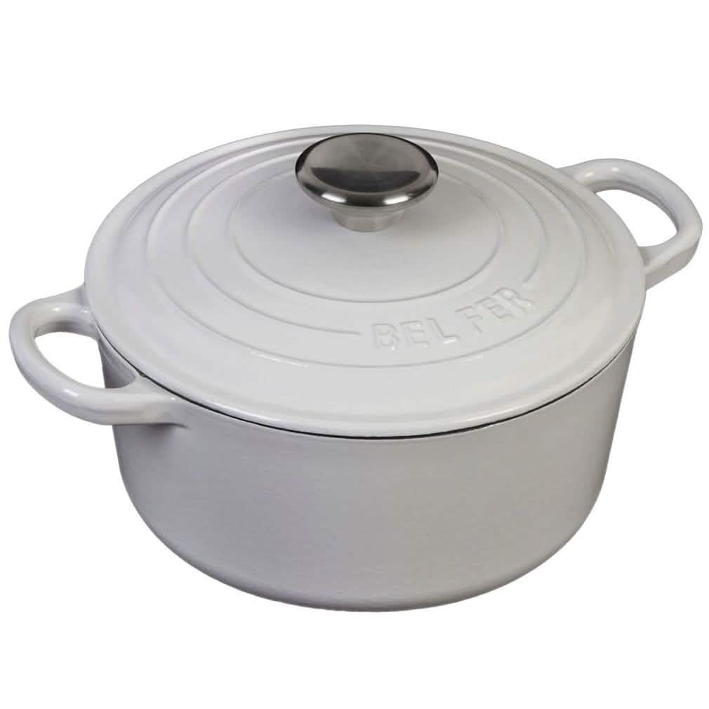Inspired Home 5-Piece Enameled Cast Iron Cookware Set - Pure White