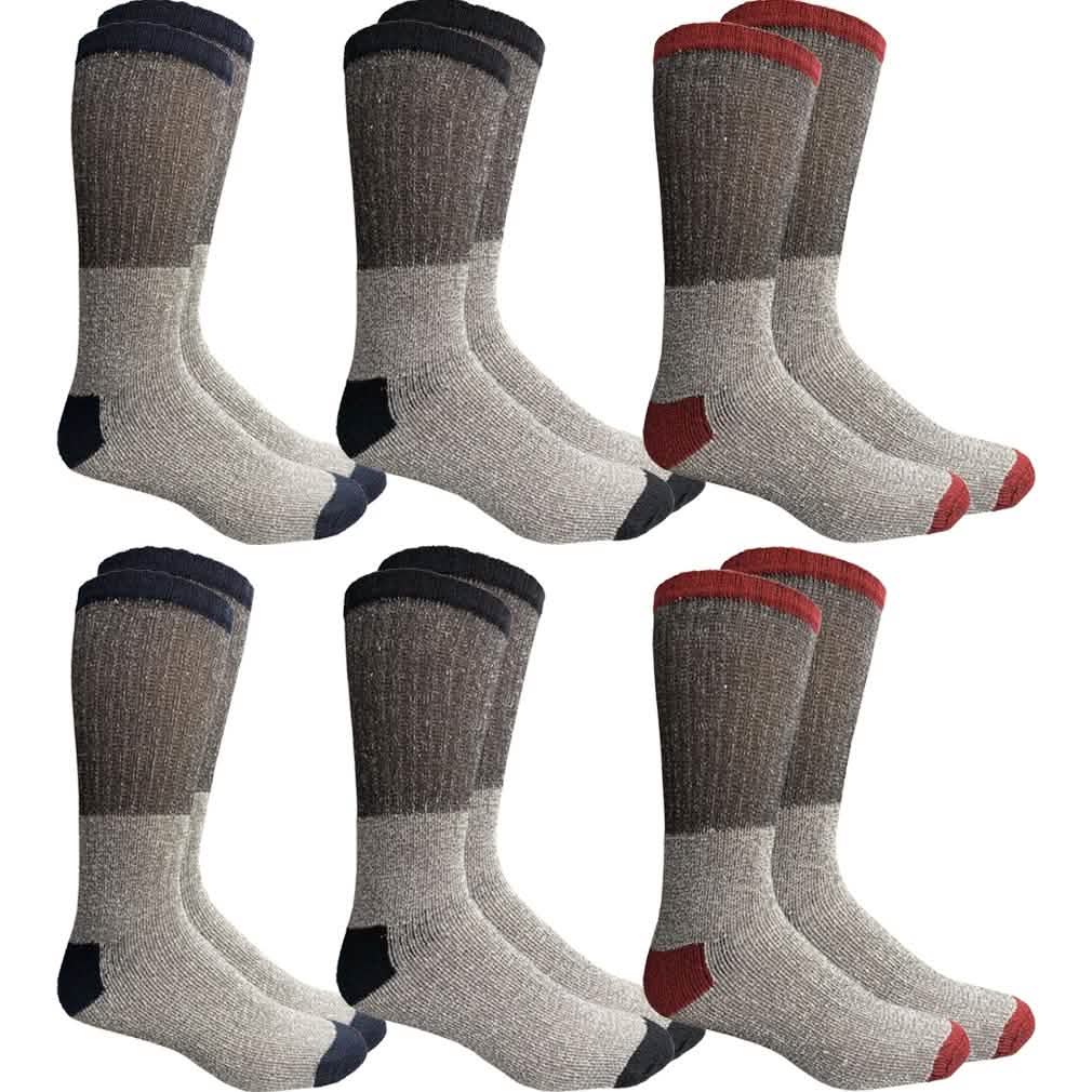 Insulated Thermal Cotton Cold Weather Crew Socks for Men or Women -6_Pack-Women