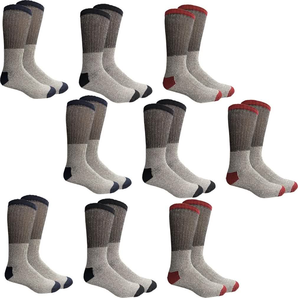 Insulated Thermal Cotton Cold Weather Crew Socks for Men or Women -9_Pack-Women