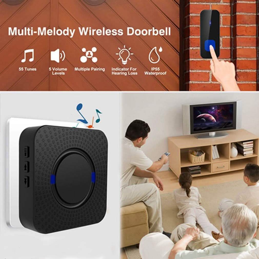 IP55 Waterproof Multi-Melody Wireless Doorbell Rings