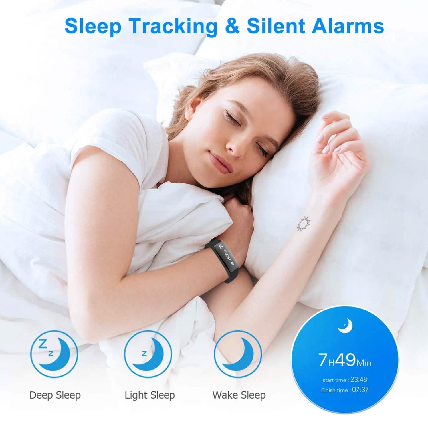 IP67 Fitness Tracker Watch with Heart Rate Monitor and Step Counter