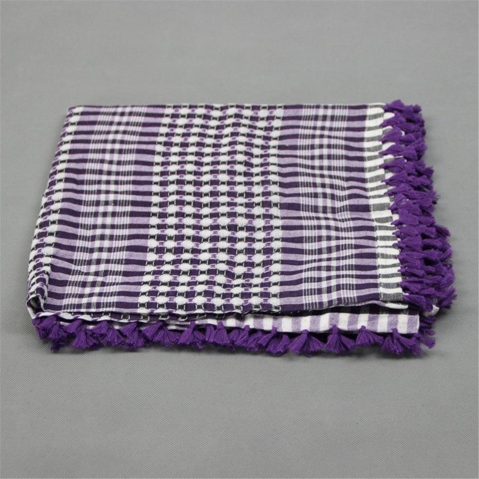 Islamic Men Traditional Costumes Men Plaid Hat Head Scarf Turban Muslim Hijabs Ramadan Pray Caps Unisex Scarves Tassel Desert Arab Keffiyeh Shawl Scarf Military Shemagh Tactical Desert Keffiyeh Head Neck Scarf Arab Wrap with Tassel