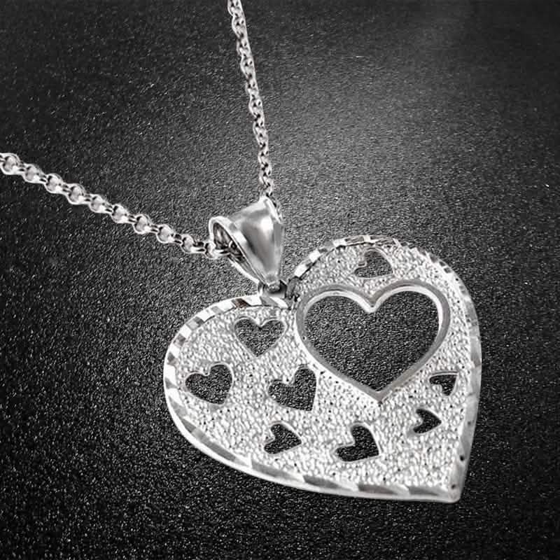 Italian Made Sterling Silver Diamond Cut Heart Necklace