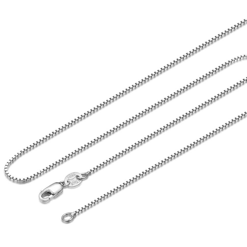 Italian Sterling Silver 1mm Unisex Box Chain Necklace
