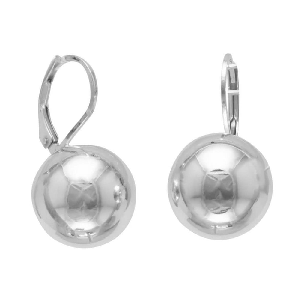 Italian Sterling Silver 6MM Leverback Ball Earrings