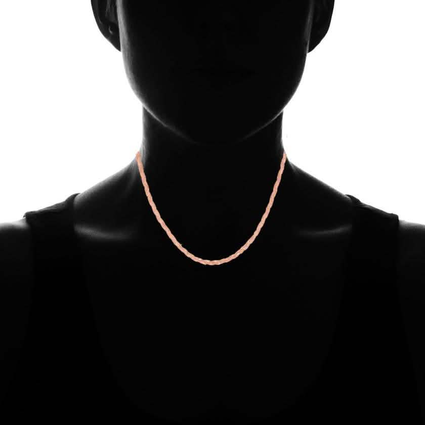 Italian Sterling Silver Braided Herringbone Necklace by Verona