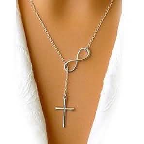Italian Sterling Silver Infinity Cross Lariat Necklace