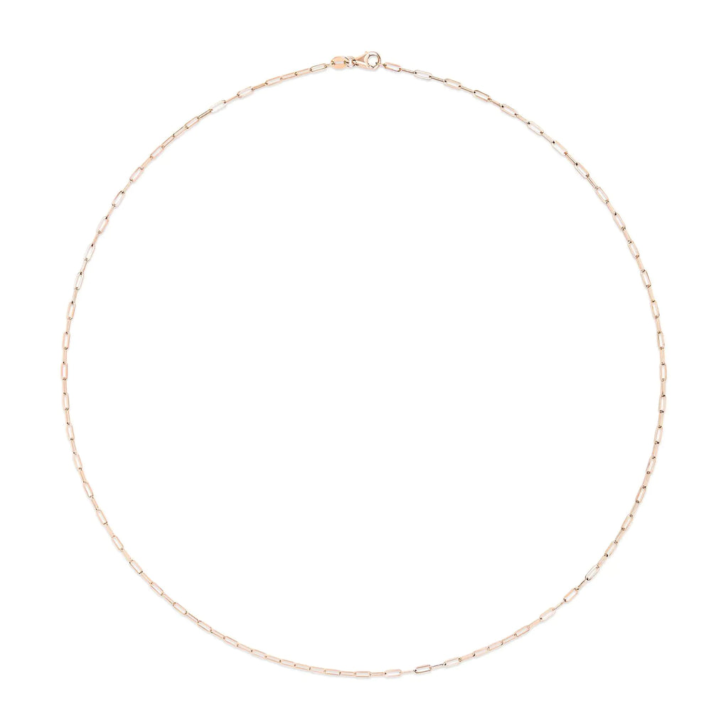Unisex Solid 14K Gold 1.5mm Paperclip Chain Necklace - Choice of Length and Metal Color