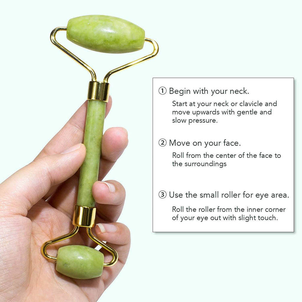 Jade Roller & Gua Sha Set Facial Beauty Tools Face Roller Skin Massager