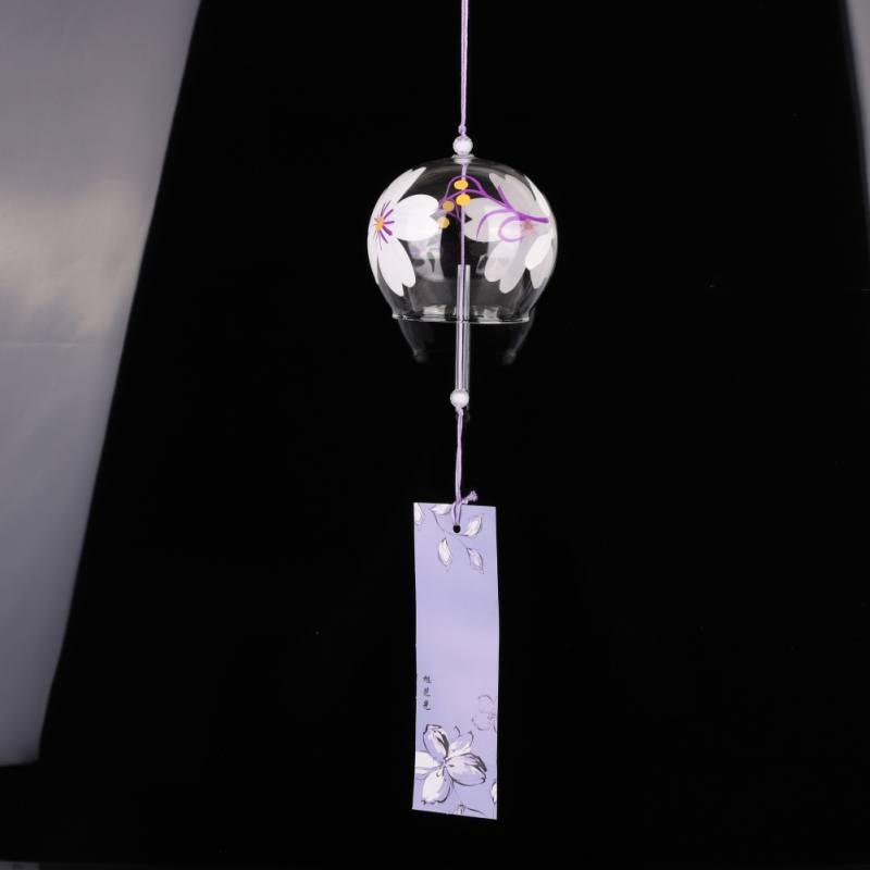 Japan Style Hand-paint Sakura Glass Wind Chimes Creative Gifts Painted Window & Door Hanging Bells Decorations Hanging Wind Chime Pendant Label Chimes Wind Bells Gift For Mom Home