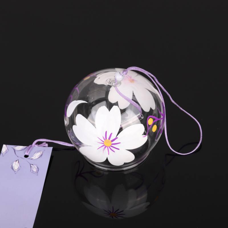 Japan Style Hand-paint Sakura Glass Wind Chimes Creative Gifts Painted Window & Door Hanging Bells Decorations Hanging Wind Chime Pendant Label Chimes Wind Bells Gift For Mom Home