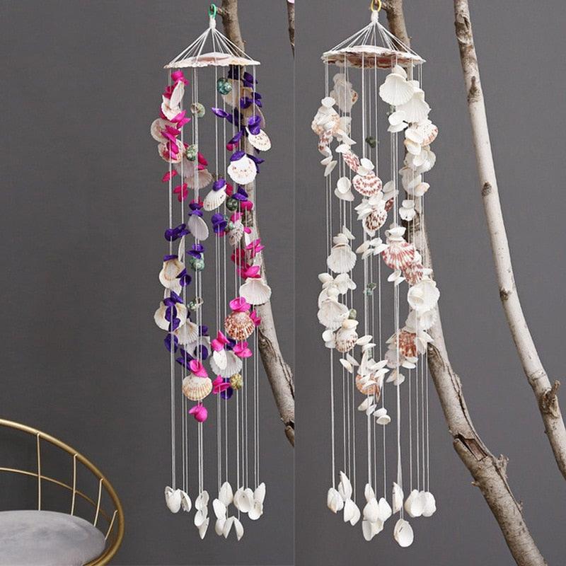 Japanese Wind Chimes Bells Hanging Ornaments Mobile Portable Waterproof Outdoor Wind-chime Mediterranean Style Home Garden Yard Decoration Natural Shell Wind Chimes Birthday Gifts