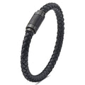 Jarrix Steel Men's Bracelet Leather Stainless Steel Magnetic Closure