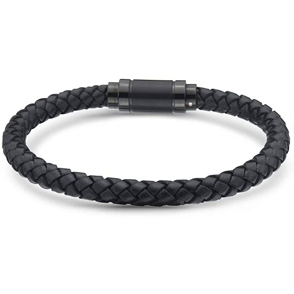 Jarrix Steel Men's Bracelet Leather Stainless Steel Magnetic Closure