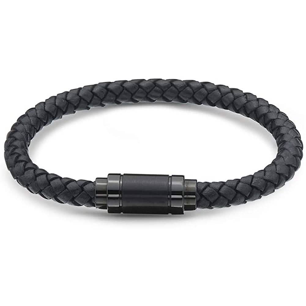 Jarrix Steel Men's Bracelet Leather Stainless Steel Magnetic Closure