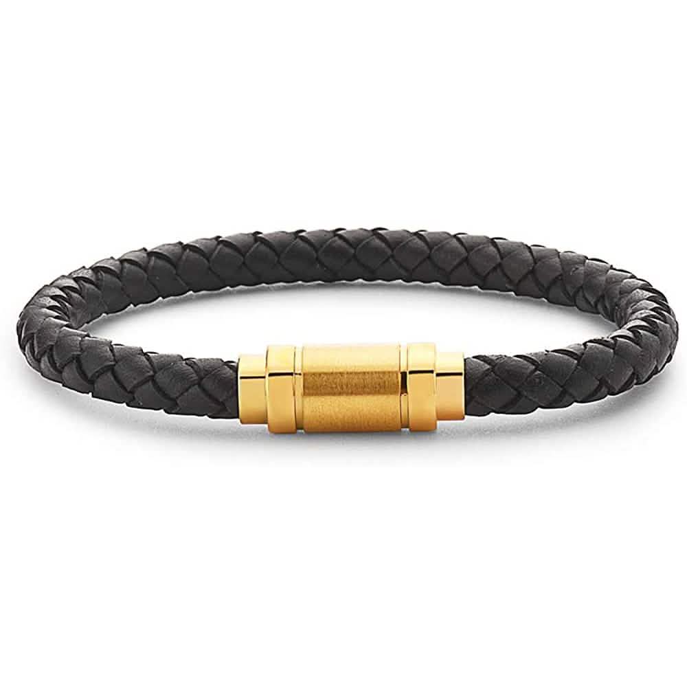Jarrix Steel Men's Bracelet Leather Stainless Steel Magnetic Closure