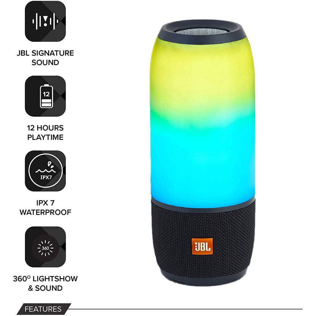 JBL Pulse 3 Wireless Bluetooth IPX7 Waterproof Speaker Black